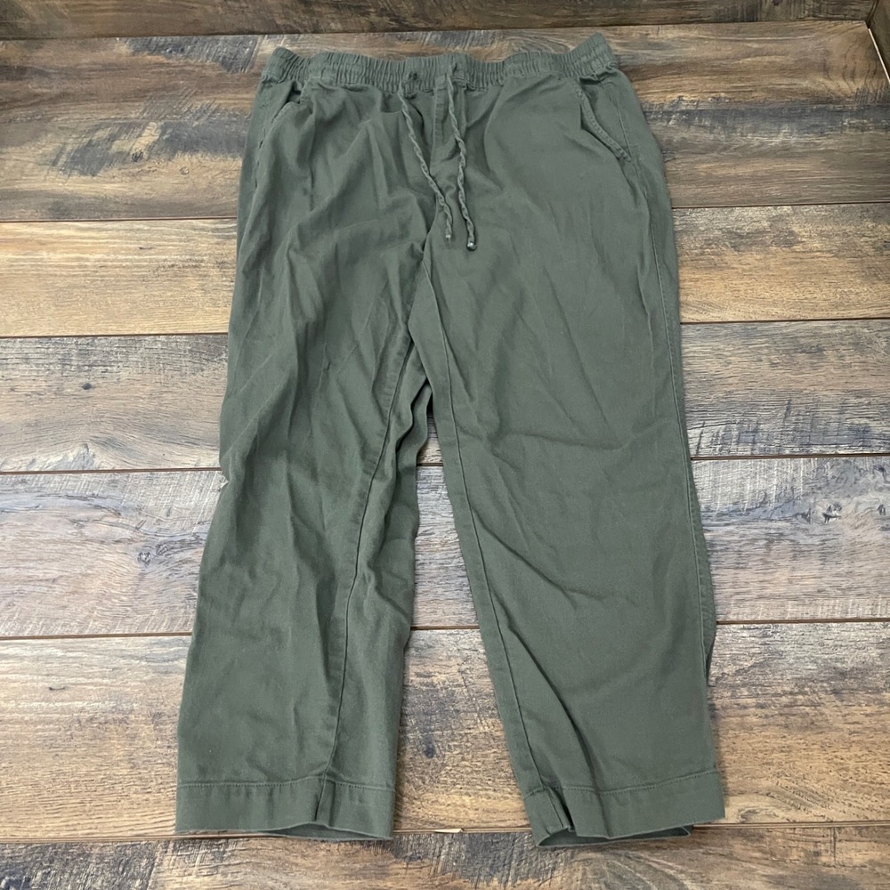 Gap Womens Olive Green Drawstring Elastic Waist Utility Pants L Coastal Vacation